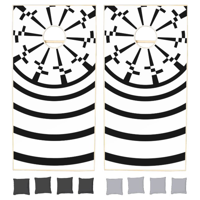black and white tech design cornhole set (Set)