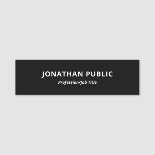 Black And White Template Modern Professional Clean Name Tag
