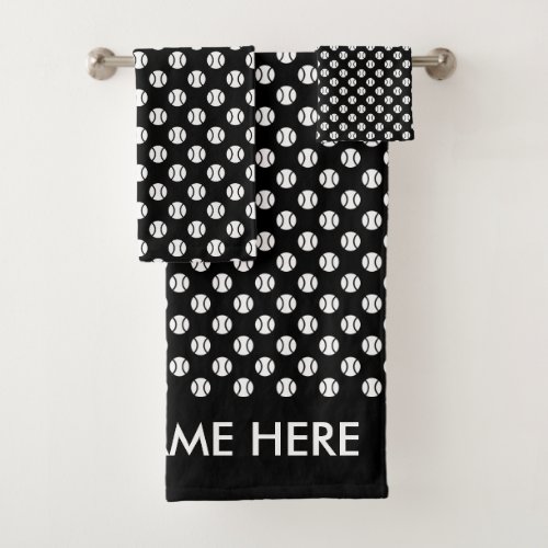 Black and white tennis ball pattern towel set