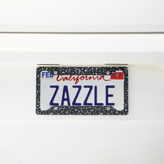 Black and White Terrazzo#17 License Plate Frame (On Car)