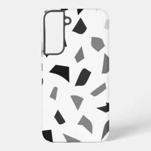 Black and White Terrazzo Pattern Samsung Galaxy S22+ Case