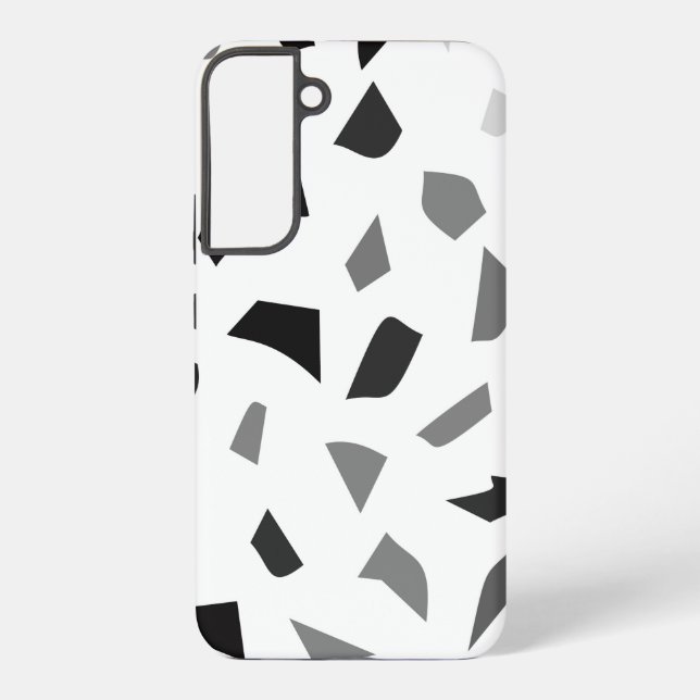 Black and White Terrazzo Pattern Samsung Galaxy Case (Back)