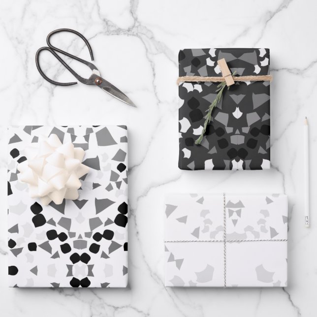 black and white terrazzo wrapping paper sheet (Front)