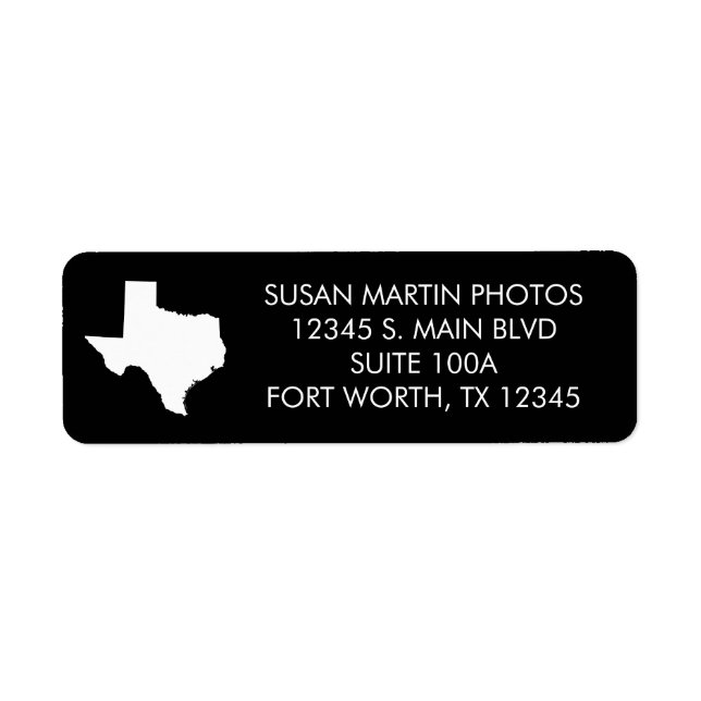 Black and White Texas Modern Minimalist Label (Front)