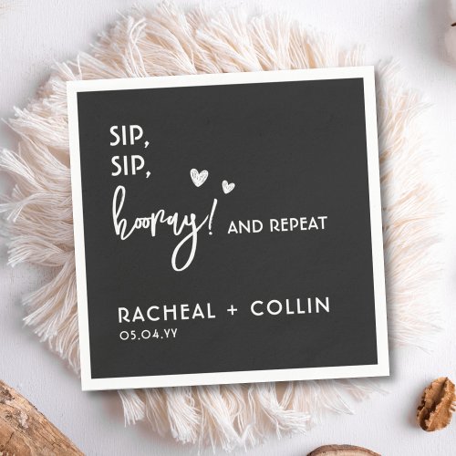 Black and White Text Based Simple Funny Wedding   Napkins