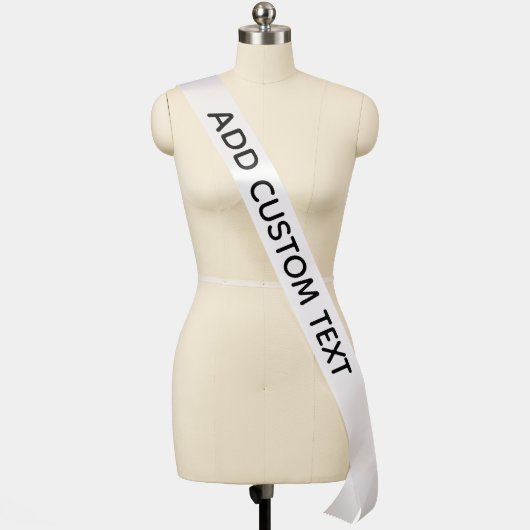 Black and White Text - Handwriting Font Basic Sash (Mannequin)