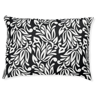 Black and white textile. pet bed