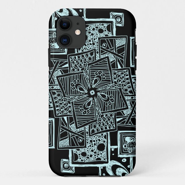 Black and white textured line tangle design Case-Mate iPhone case (Back)