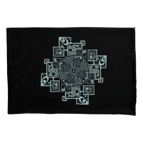 Black and white textured line tangle design pillow case