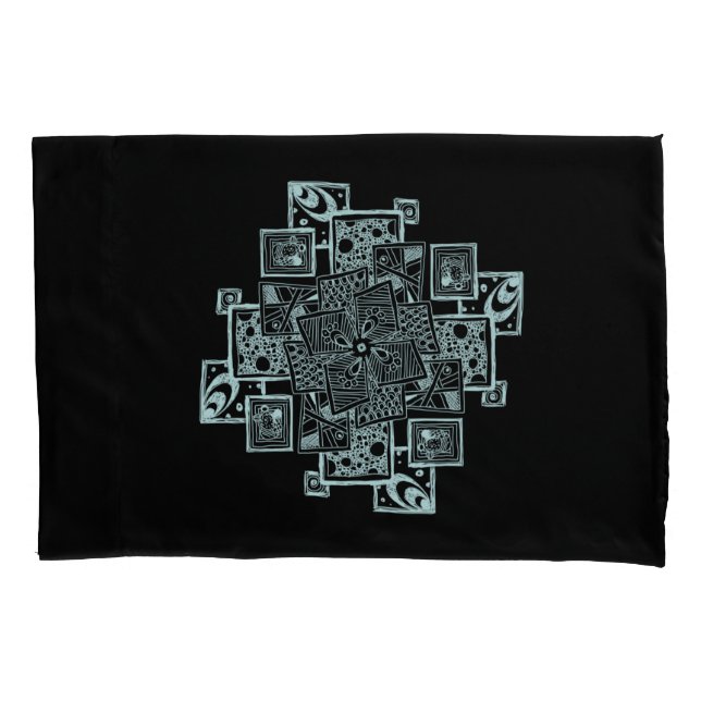 Black and white textured line tangle design pillow case (Front)