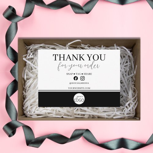Black and White Thank You Business Logo Package Enclosure Card