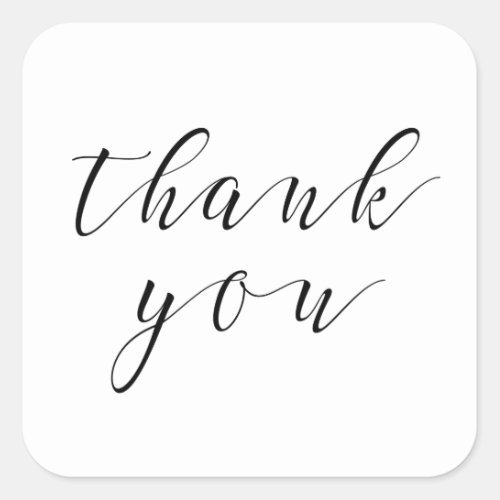Black and white thank you Calligraphy wedding Square Sticker