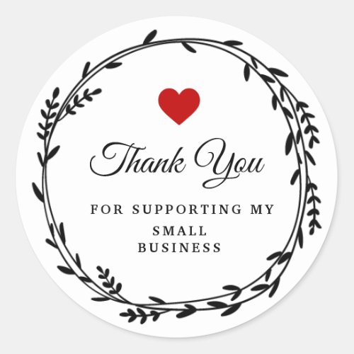 Black and white thank you  classic round sticker