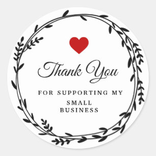 Black and white thank you classic round sticker