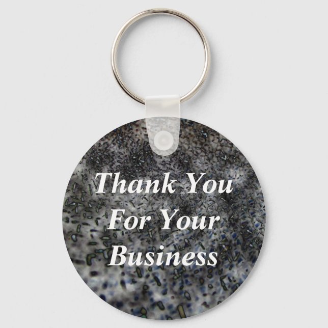 Black and White Thank You Customer Appreciation Keychain (Front)