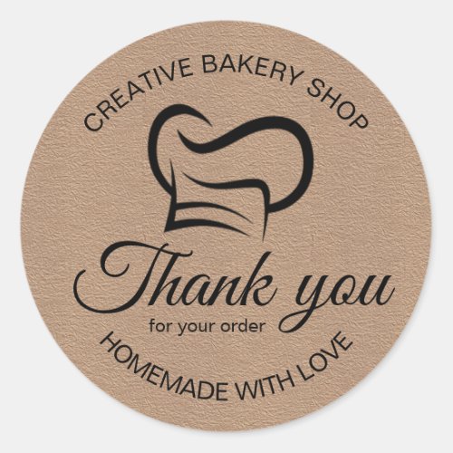 Black And White Thank You For Your Order Bakery Classic Round Sticker