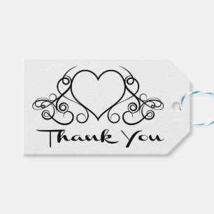 Black And White Thank You Heart Wedding Gift Tags