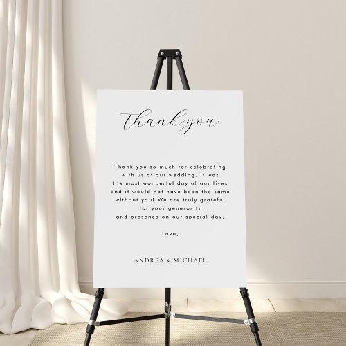 Black and White Thank You Message Wedding Sign