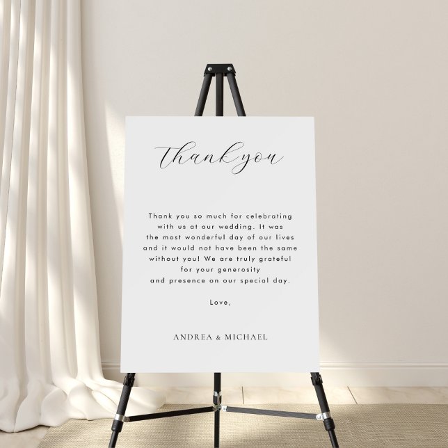 Black and White Thank You Message Wedding Sign (Creator Uploaded)