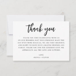 Black and white thank you. Modern wedding note Invitation