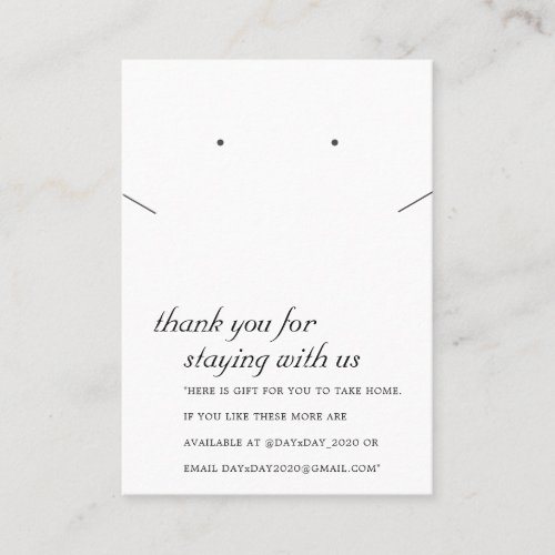 BLACK AND WHITE THANK YOU NECKLACE EARRING CARD