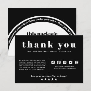 Black and White Thank You Order Small Business Enclosure Card