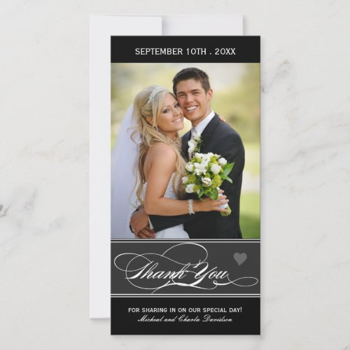 Black and White Thank You Photo Card 4x8