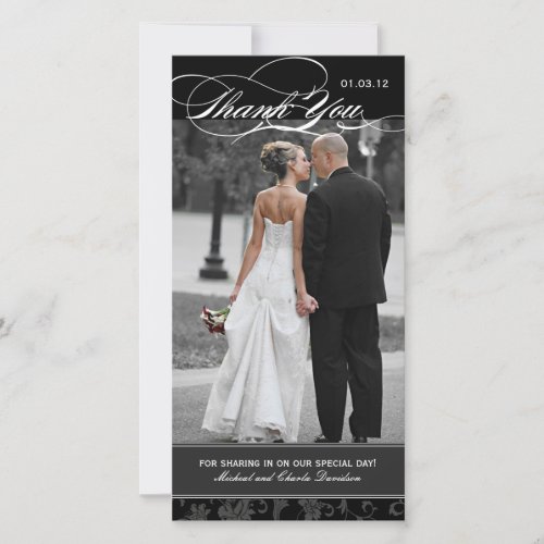 Black and White Thank You Photo Card 4x8