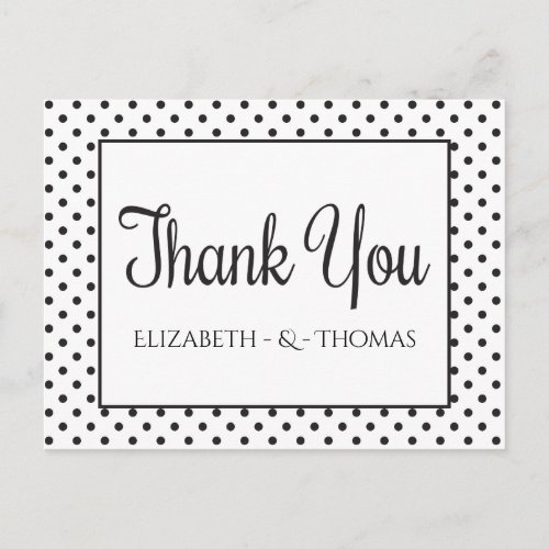 Black And White Thank You Polka Dot Personalized Postcard