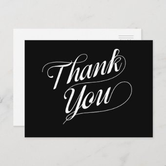 Black and White Thank You Postcard | Zazzle