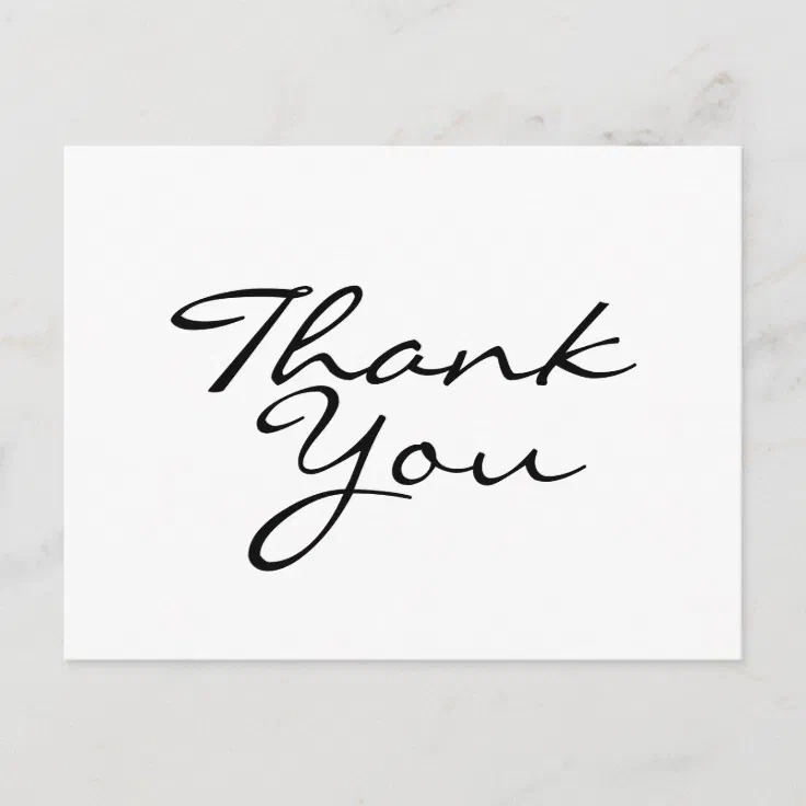 Black And White Thank You Postcard | Zazzle