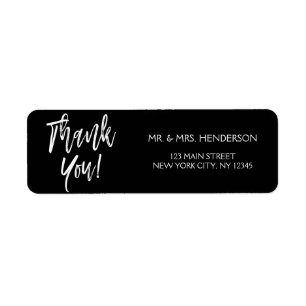 Black and White Thank You Return Address Label