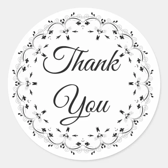 Black and White Thank You Stickers Zazzle