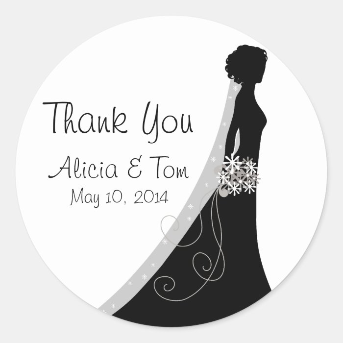 Black and White Thank You Wedding Stickers