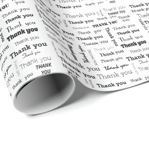Black and White Thank You Wrapping Paper
