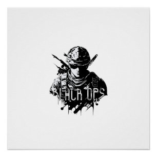 Black and White The Black Ops Glossy Poster