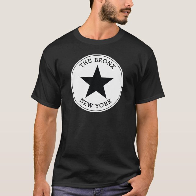 Black and White The Bronx New York T-Shirt (Front)