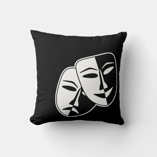 Black and White Theater Drama Bath Decor Throw Pillow (Front)