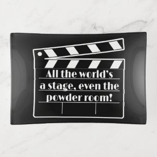 Black and White Theater Drama Bath Decor Trinket Tray