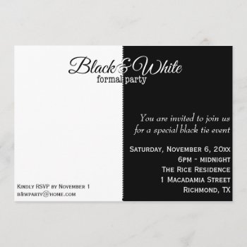 Black And White Theme Party 3 Invitation by RossiCards at Zazzle