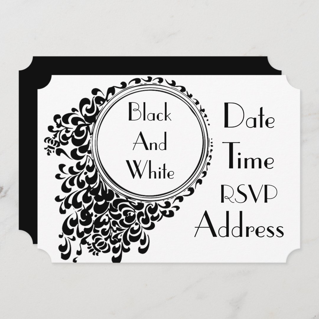 Black and White theme party Invitation Zazzle