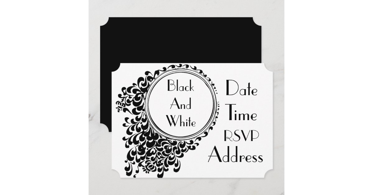 Black and White theme party Invitation Zazzle