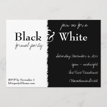 Black And White Theme Party Invitation by RossiCards at Zazzle
