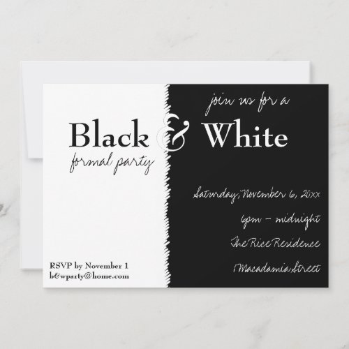 Black and White Theme Party Invitation