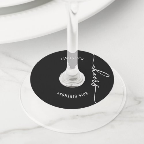 Black and White Theme Party Wine Glass Tag