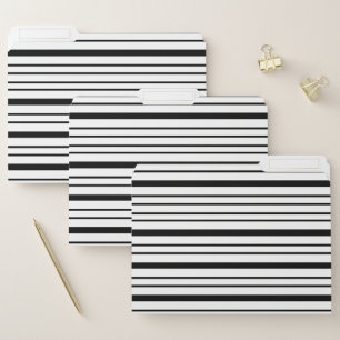 Black and White Thick and Thin Stripes File Folder