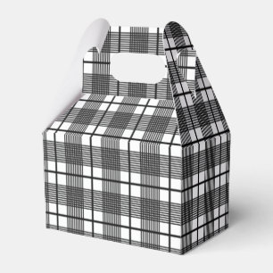 Black and White Thin Glen Plaid Pattern Favor Boxes