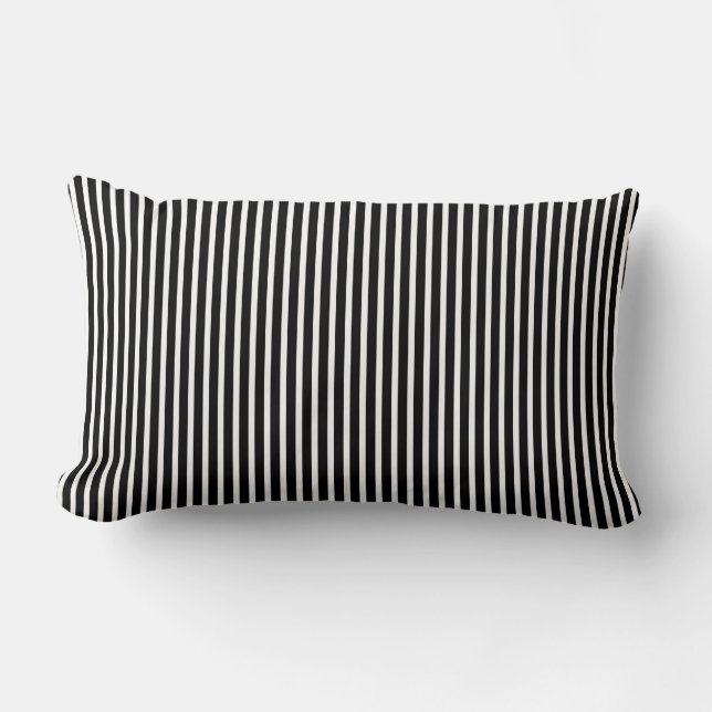Black and White Thin Striped Pillow (Front)