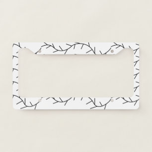 Black and White Thorn Pattern License Plate Frame