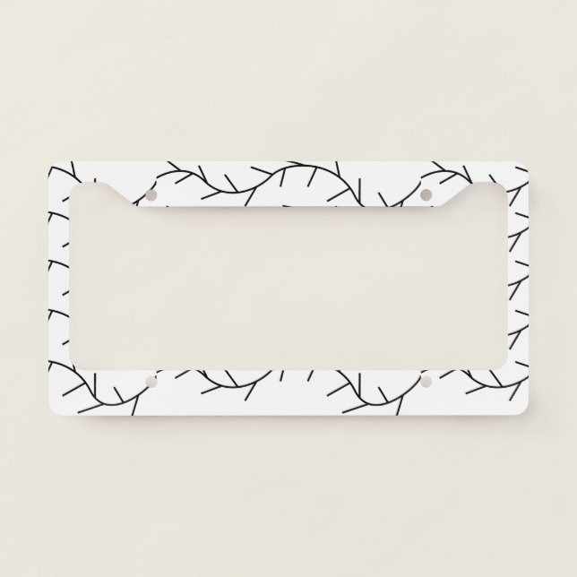 Black and White Thorn Pattern License Plate Frame (Front)